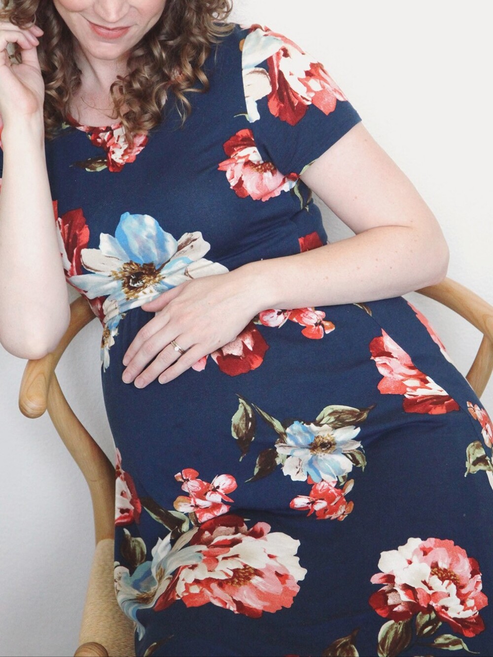 PinkBlush Navy Floral Short Sleeve Maternity Dress
